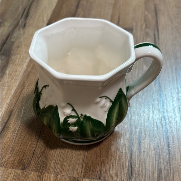 Other - White and Green Floral Ceramic Mug